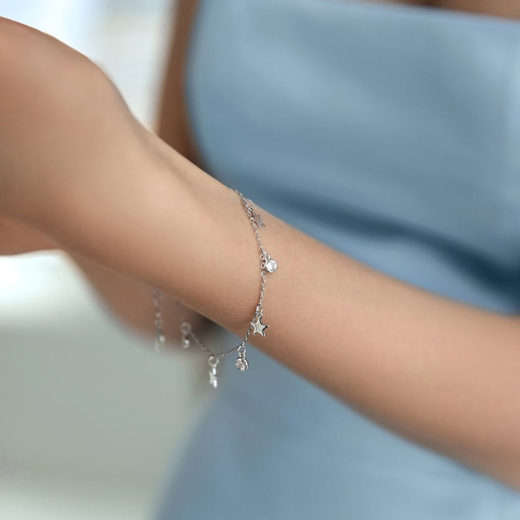New 925 Sterling Silver Bracelet With A Star Pendant For  Premium High-end Look