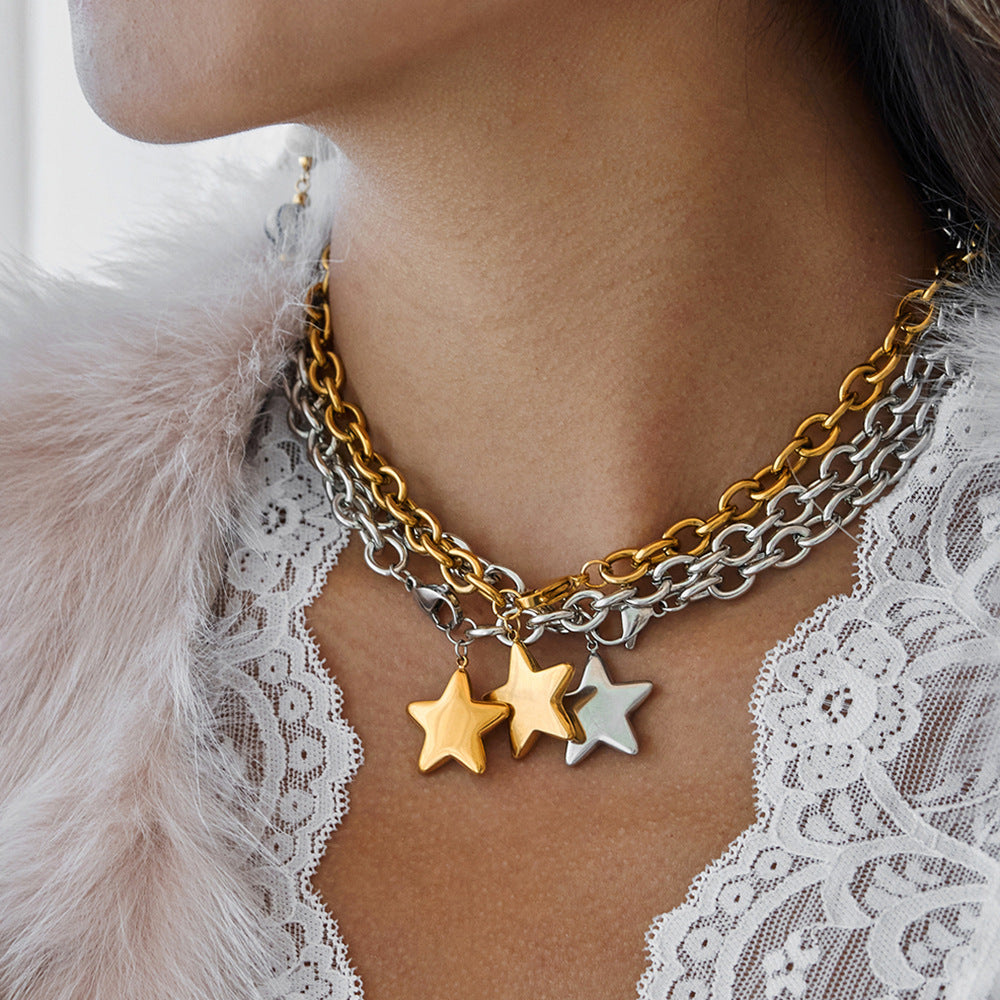 European And American Star Pendant Titanium Steel Necklace Accessory