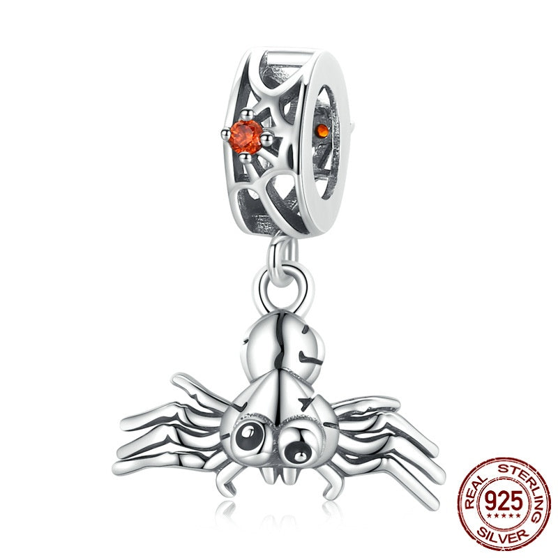 Halloween Spider Bracelet Pendant 925 Silver Beaded