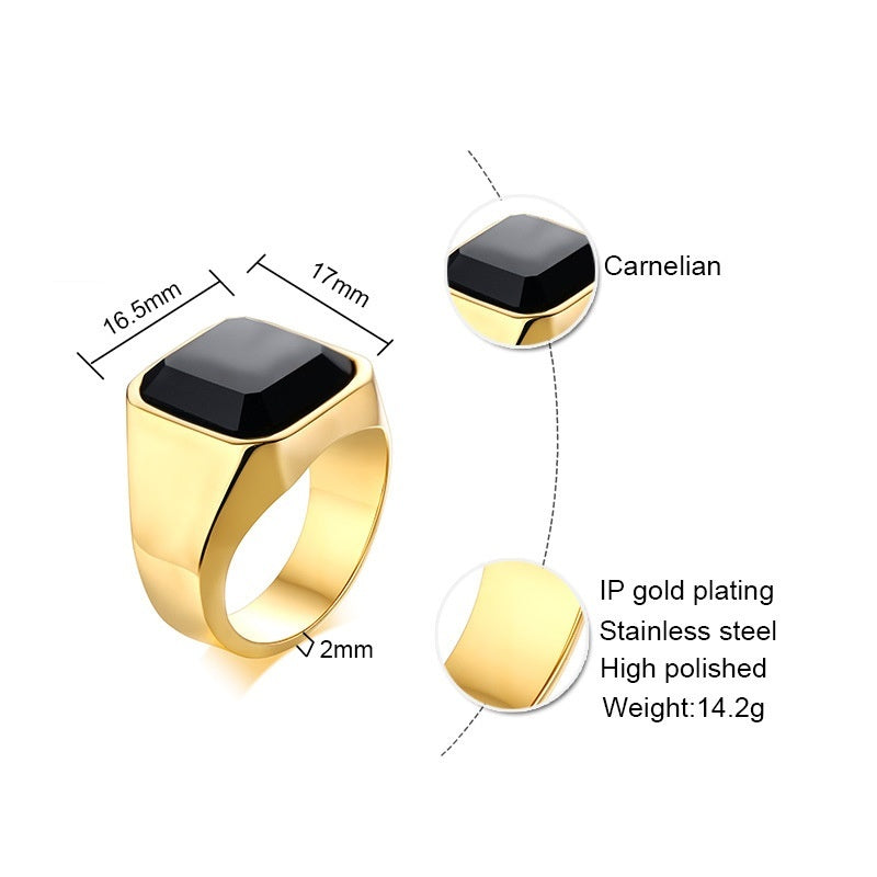 Creative Square Glass Rhinestone Men's Jewelry Ring