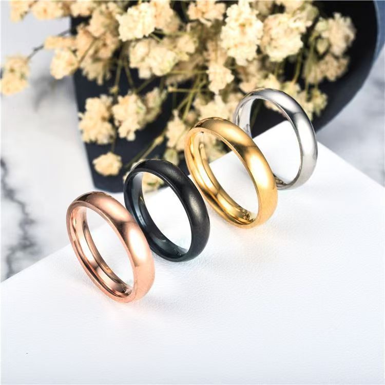 Stylish Non-fading Geometric Round Couple Rings With Advanced Electroplating
