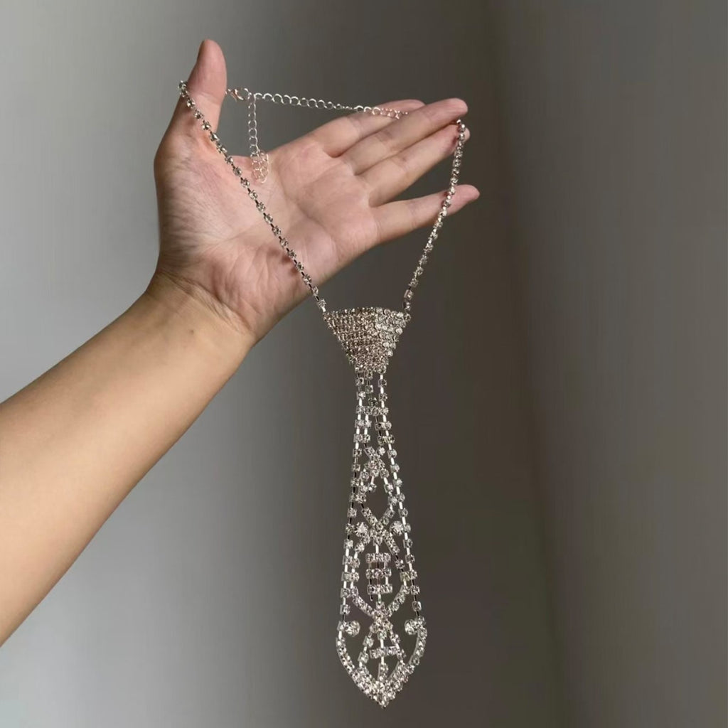 Popular Choker Tie Necklace Rhinestone Claw Chain Jewelry