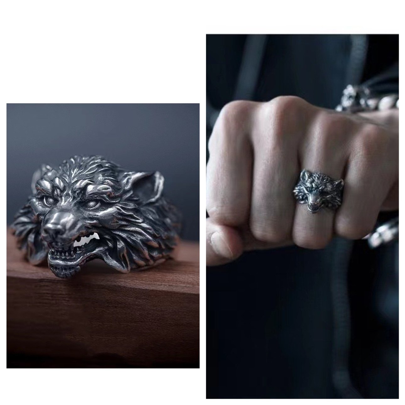 Vintage Vintage Men's Niche Adjustable Ring With An Open Mouth