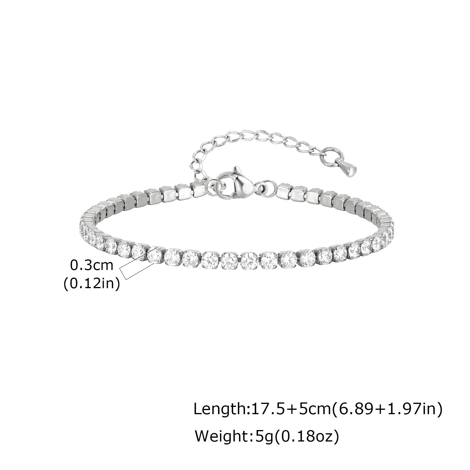 Stainless Steel Zirconia Chain Tennis Bracelet