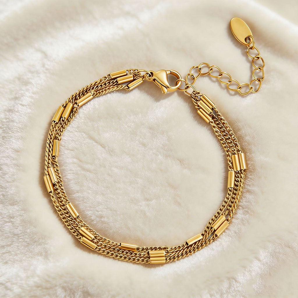 Stainless Steel Plated Minimalist Multi-Layer Bracelet