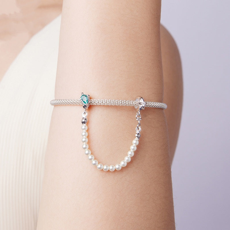 Sea Turtle Starfish Pearl S925 Sterling Silver Bracelet String Beads