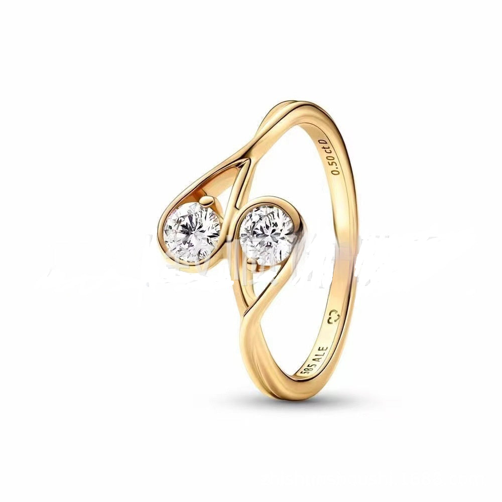 Fashionable Waterdrop-Encrusted Open Ring For Women