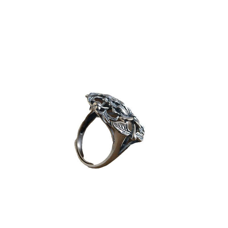 Silver Womens Ring With A Peony Design In Varying Opening Sizes