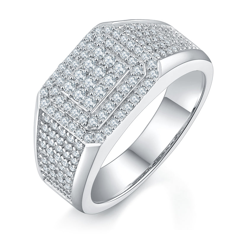Men's Luxury And Fashionable Light Luxury Jewelry Silver Ring S925 Silver-plated Platinum Set With Top-quality Moissanite