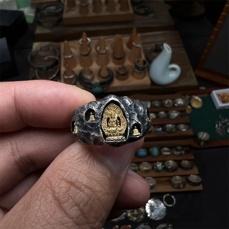 Exquisite Vintage Ring Featuring The Golden Buddha Cave