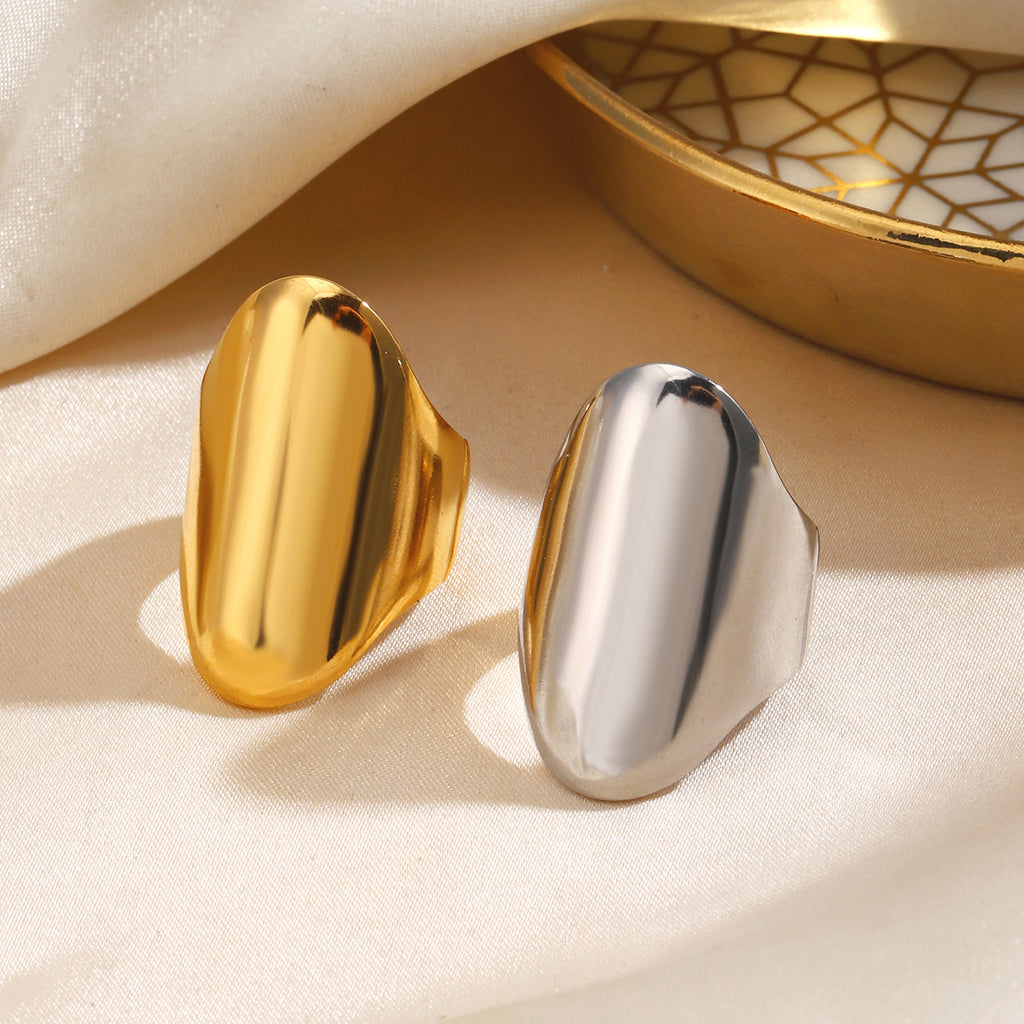 Stainless Steel Simple Style Exaggerated Thick Ring Personality