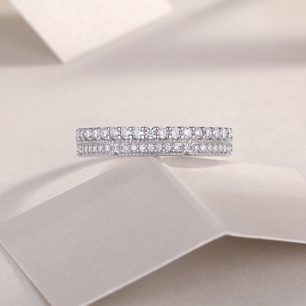 Deep Sea Secret Realm - A Wedding Ring Set With Top-quality Moissanite S925 Silver And Platinum-plated Diamond Can Be Tested With A Diamond Pen