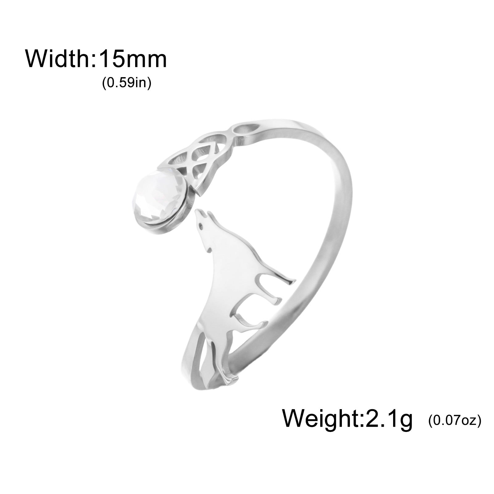 Micro-inlaid Zircon Water-drop Phoenix And Wolf Open Ring