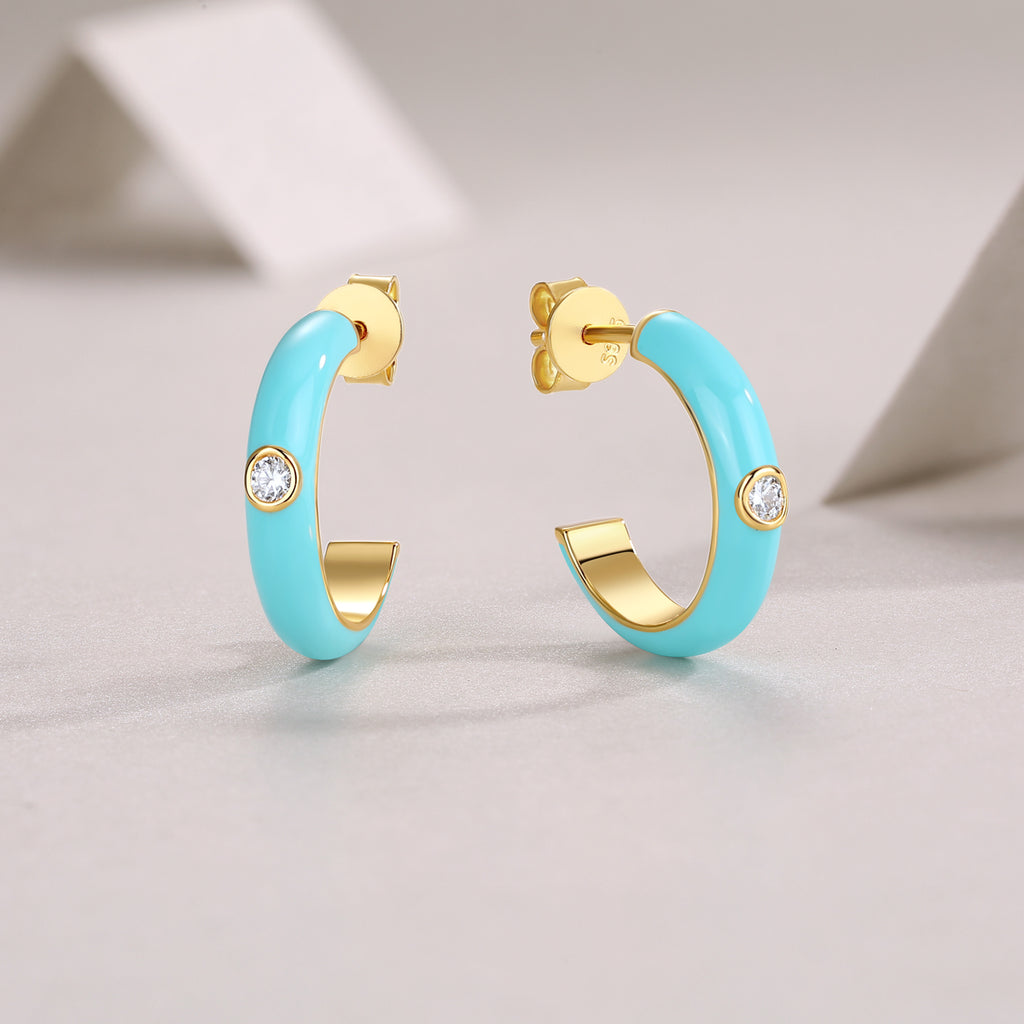 Colorful Imprint - Top-quality Moissanite Luxury Fashion Light Luxury Jewelry Silver Stud Earrings S925 Silver Electroplated Gold