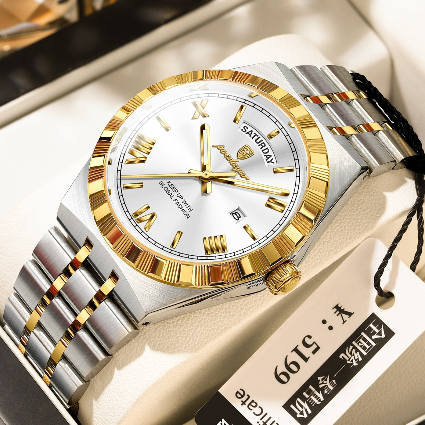 Trendy Men's Night Light Waterproof Watch