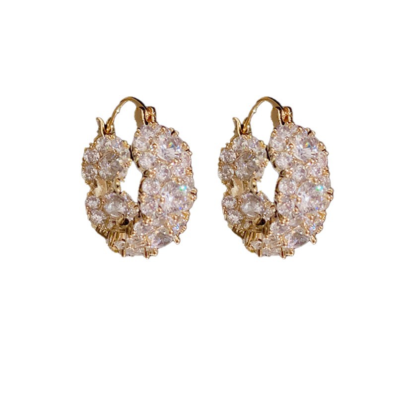 Stylish Zircon Round Hoop Earrings For Women