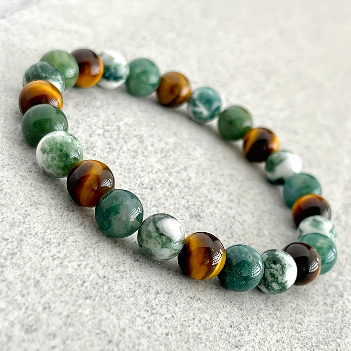 Natural Stone And Wood Bead Bracelet