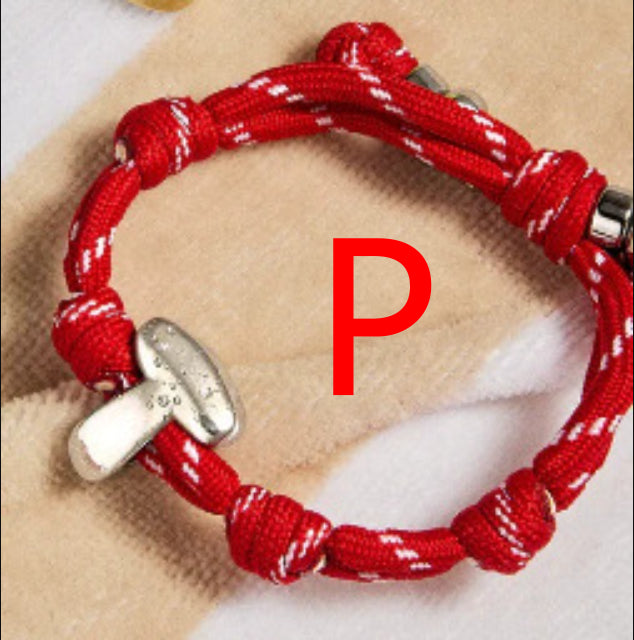 Colorful Braided Rope Bracelet With 26 English Letters  Pendant