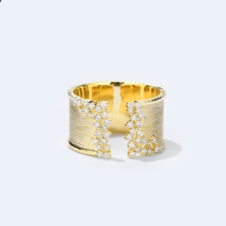 French-style High-end Micro-pave Open Ring For Women