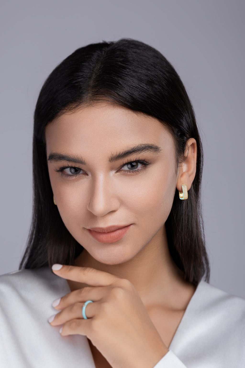 Colorful Love - Premium Moissanite Luxury Fashion Light Luxury Jewelry Silver Stud Earrings S925 Silver Electroplated Gold