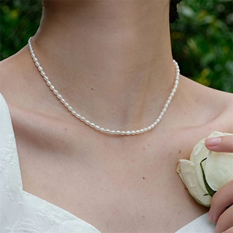 Womens Single-strand Faux Pearl Necklace