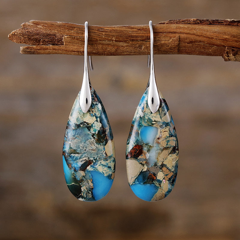 Waterdrop Natural Stone Vintage-style Earrings