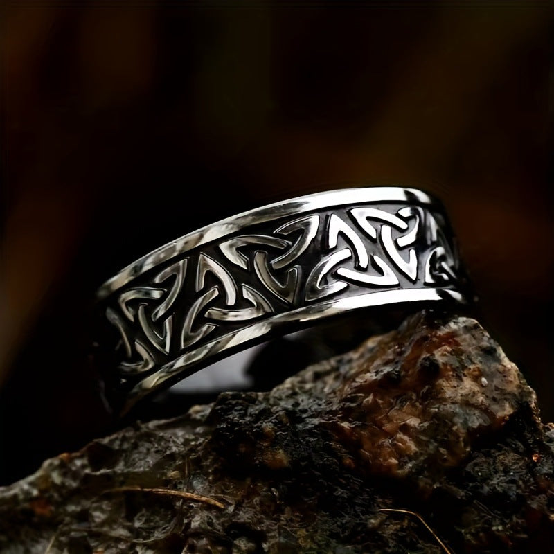 Retro Nordic Viking Evil Eye Great Wall Pattern Titanium Steel Ring