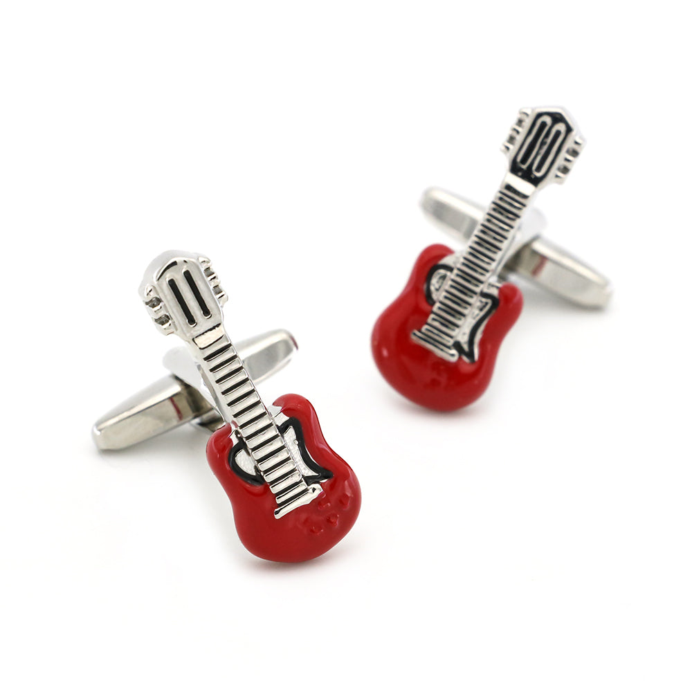 High Quality New French Style Red Guitar Cufflinks