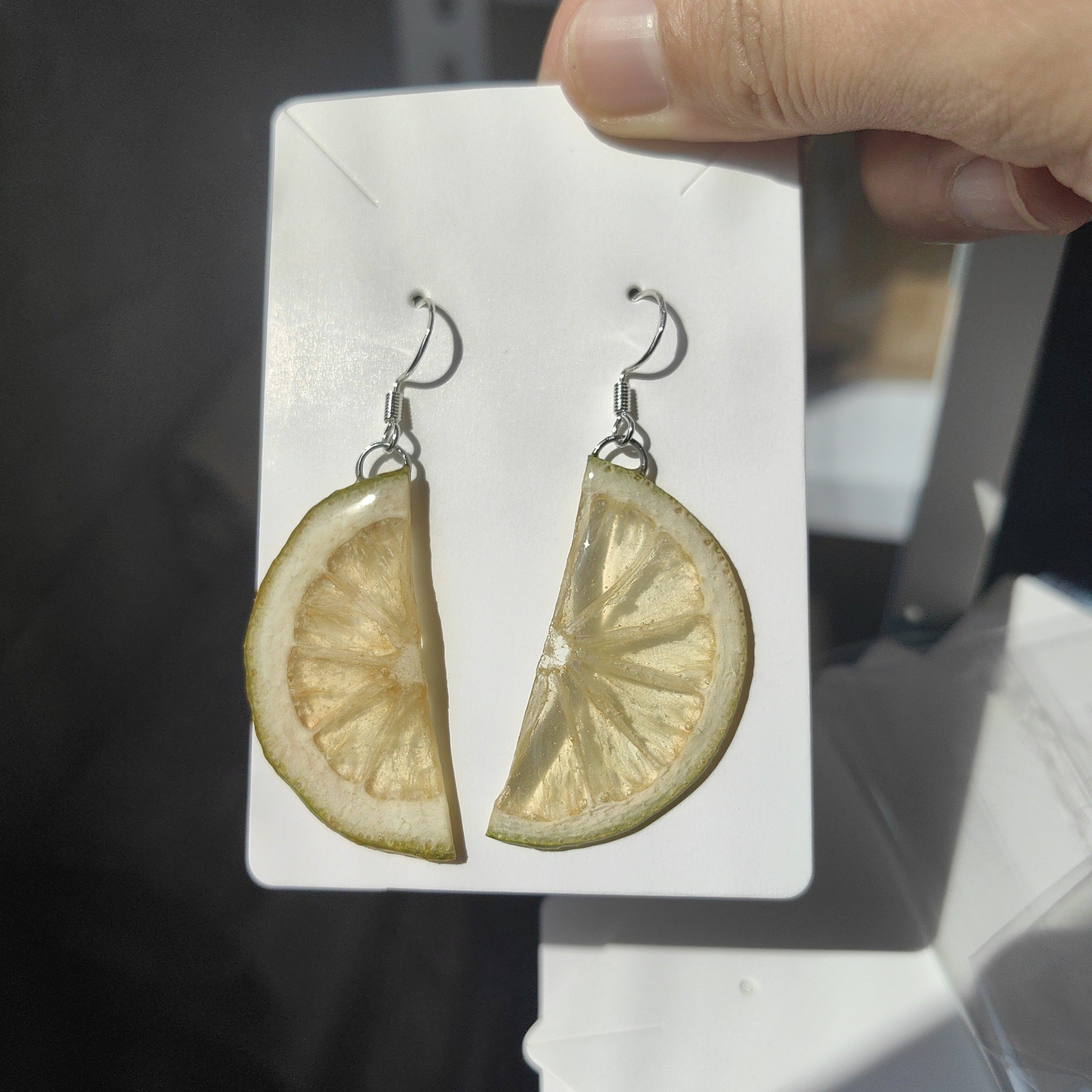 Natural Fruit-Dyed Epoxy Resin Handmade Creative Earrings For Women