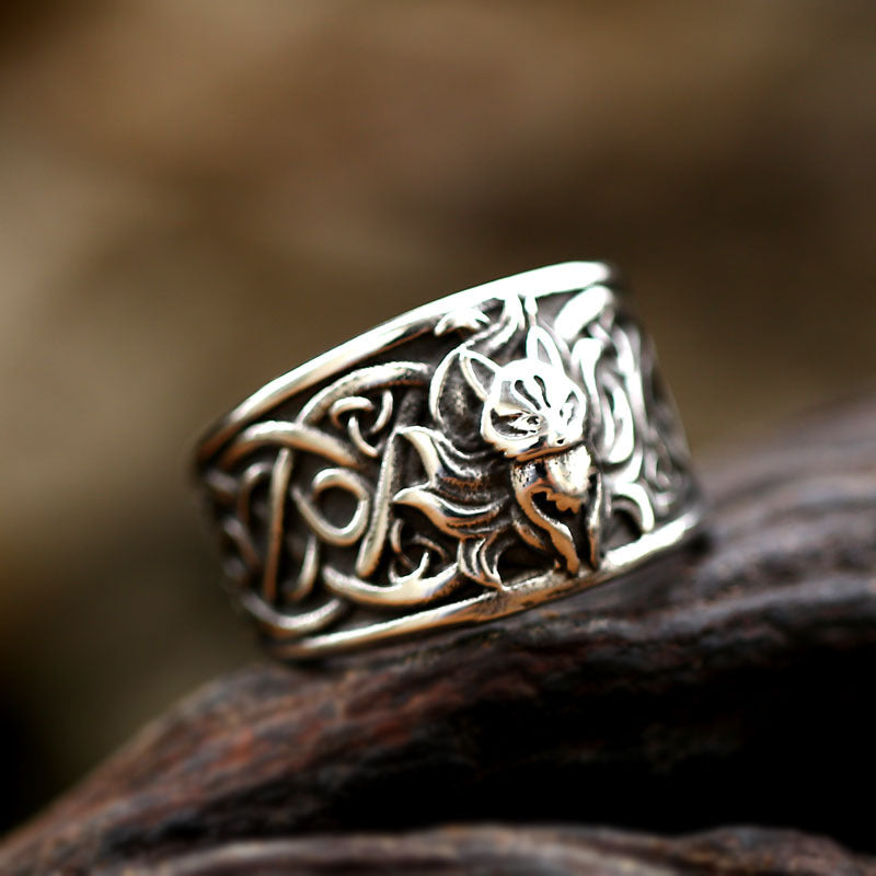 Mens Retro Stainless Steel Fox Ring
