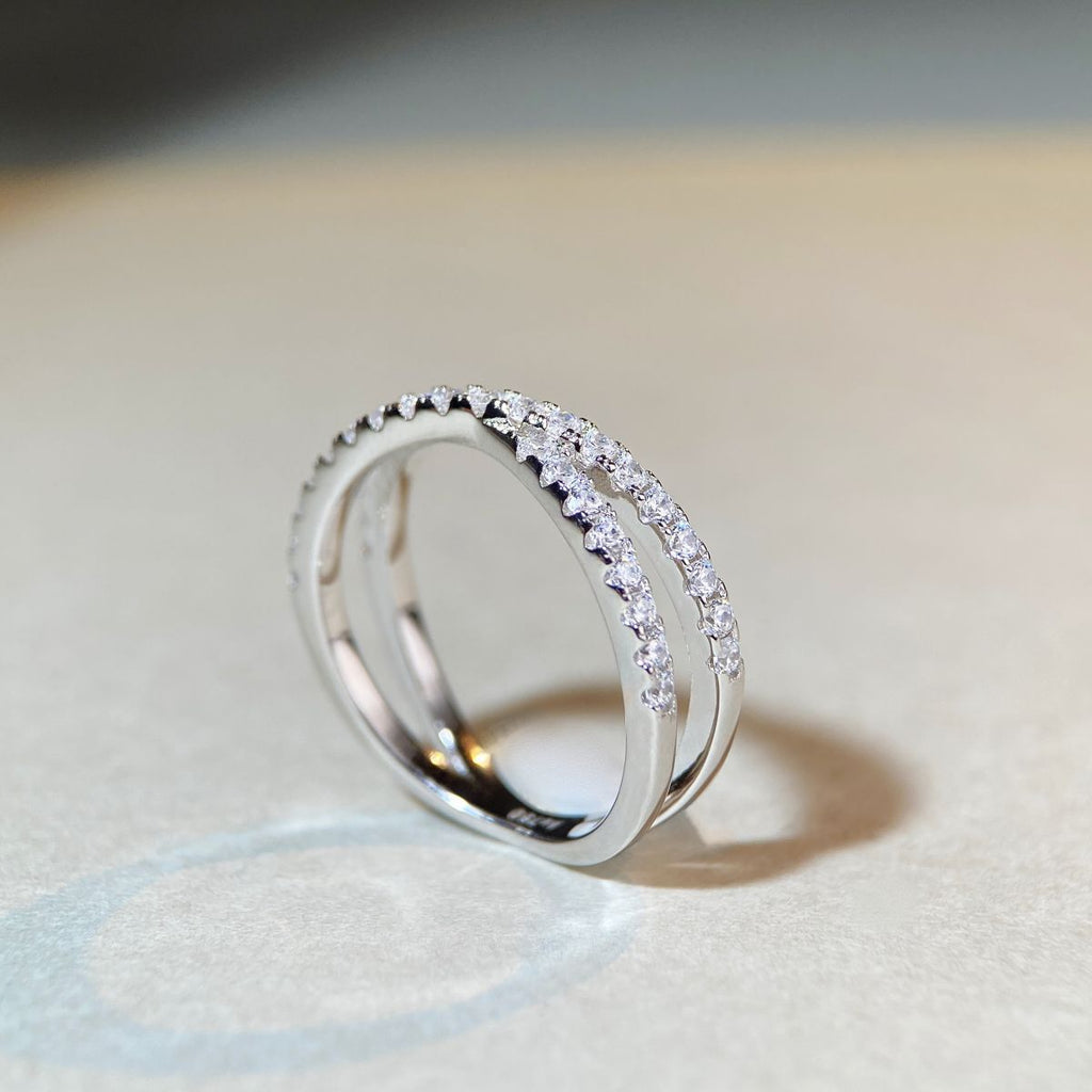 Mozan Ring D-color Cross-row Design Versatile And Easy To Match