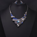 Europe and America jewelry set, luxury gemstone geometric short clavicle Necklace dress, bride dinner with jewelry wholesale
