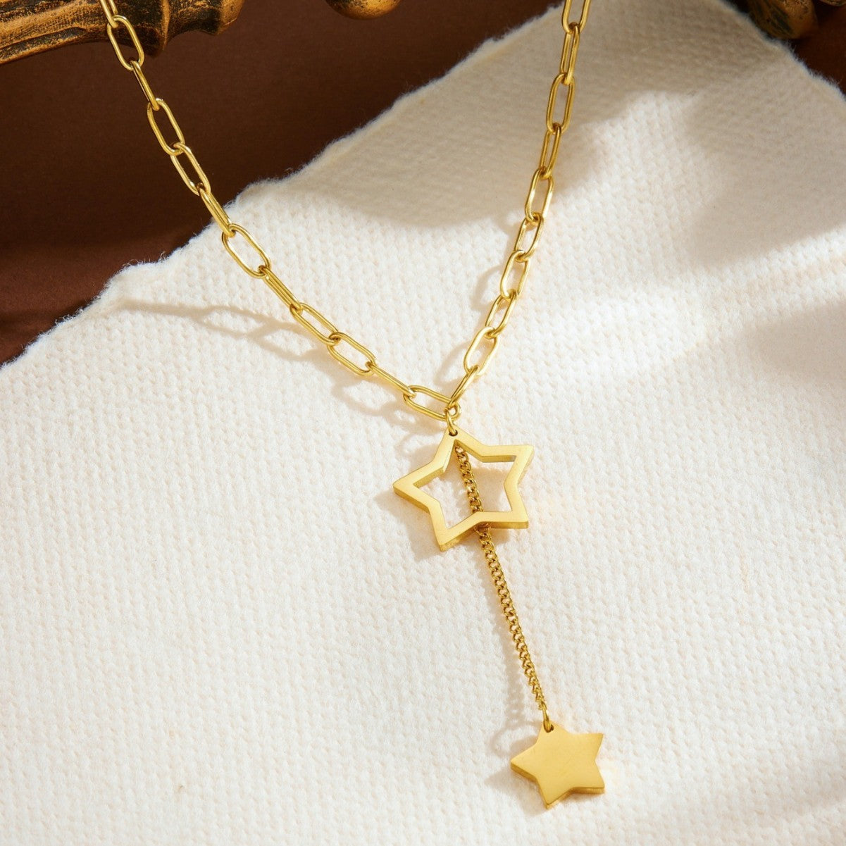 Stainless Steel Geometric Pentagram Chain Necklace