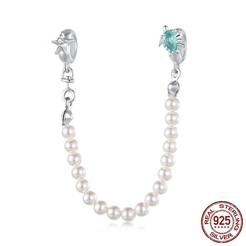 Sea Turtle Starfish Pearl S925 Sterling Silver Bracelet String Beads