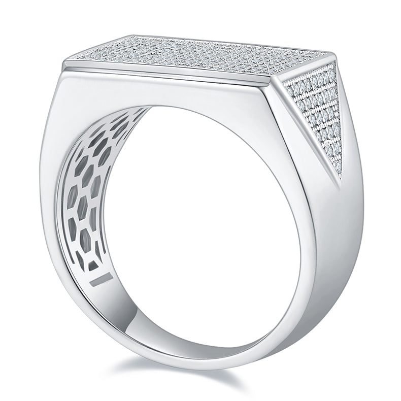 Men's Luxury And Fashionable Light Luxury Jewelry Silver Ring S925 Silver-plated Platinum Set With Top-quality Moissanite