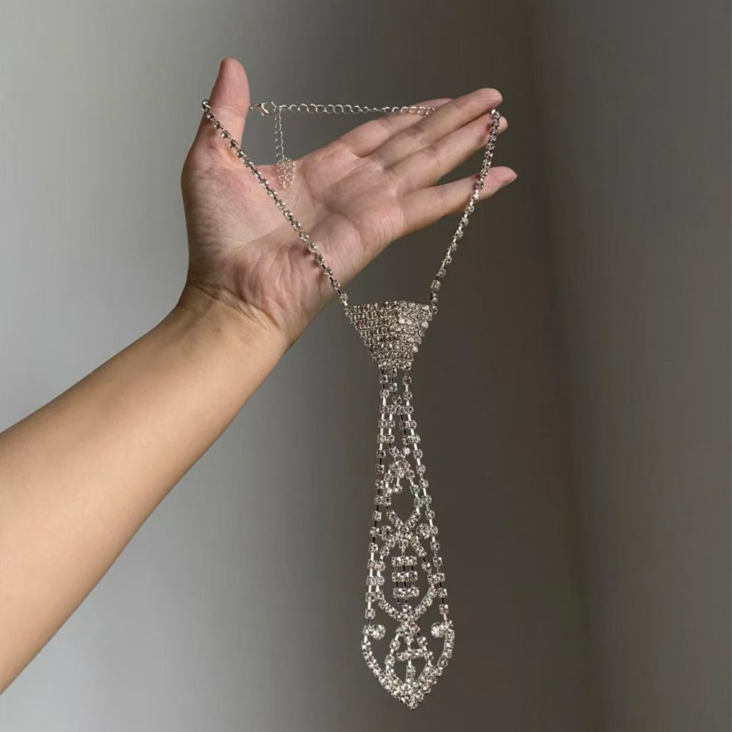 Popular Choker Tie Necklace Rhinestone Claw Chain Jewelry