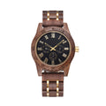 Retro Walnut Gold Multi-functional Men's Quartz Watch