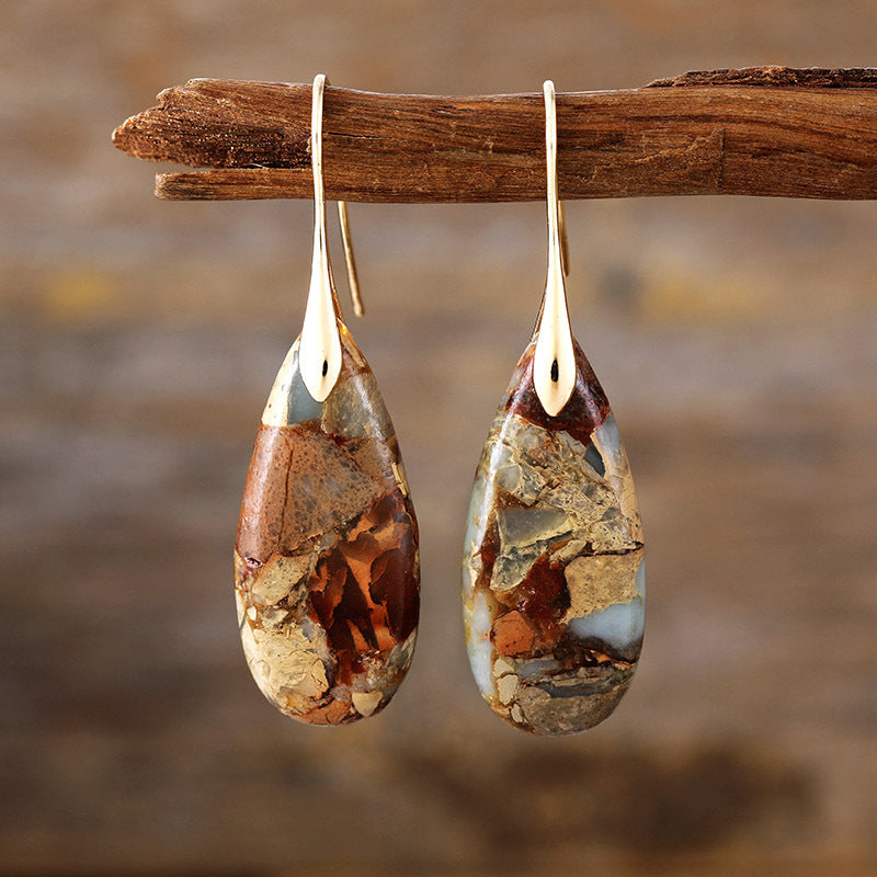 Waterdrop Natural Stone Vintage-style Earrings