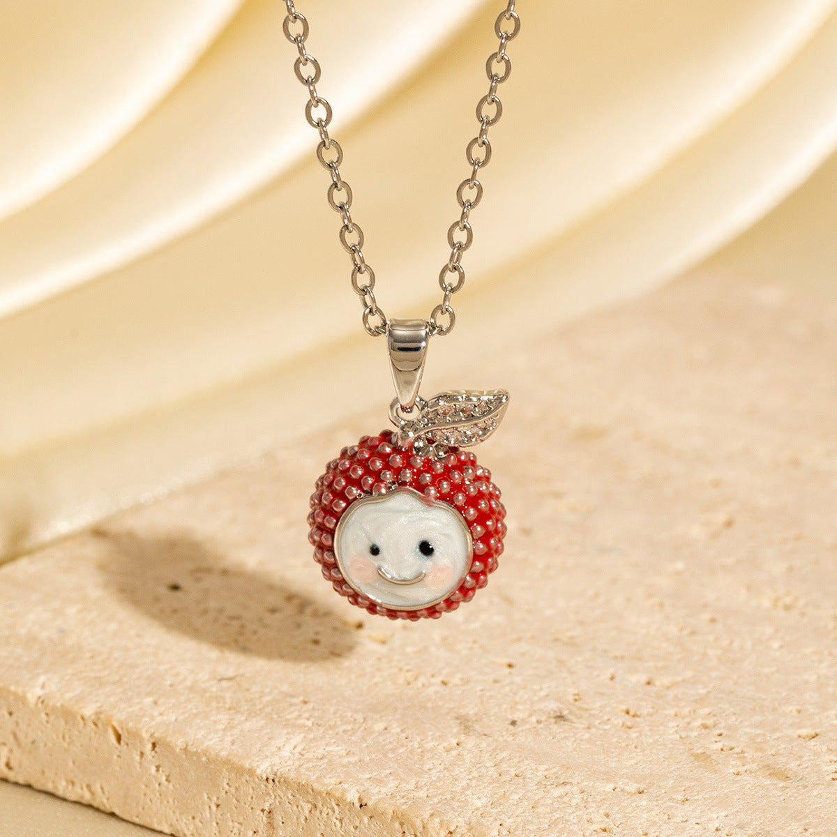 Creative Personalized Oil-drip Diamond-encrusted Lychee Necklace