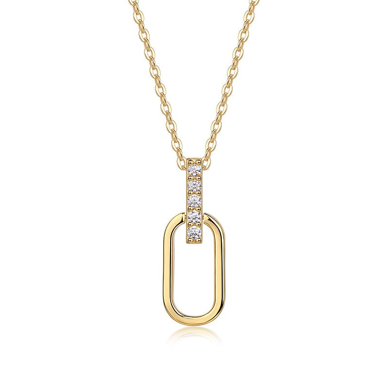 Light And Shadow Geometry - A Fashionable And Trendy Necklace Pendant Set With Top-quality Moissanite S925 And Silver Plated With Gold Can Be Tested With A Diamond Pen