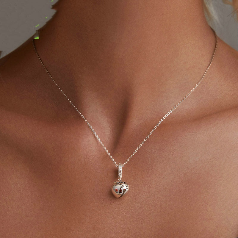 Christmas Bell Diy Pendant Parts S925 Sterling Silver Beads