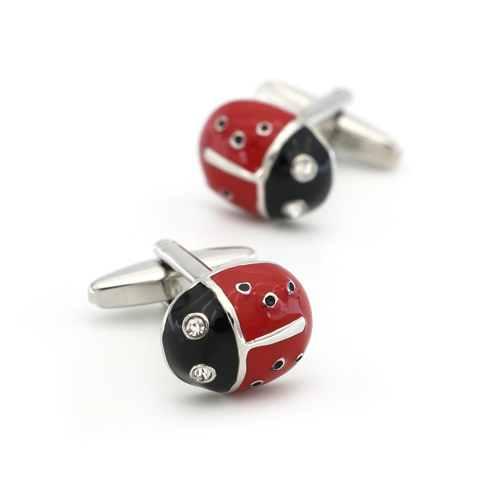 Animal Paint Cuff Nails Red Seven-star Ladybug Cufflinks