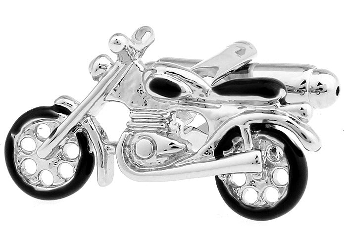 French  Motorcycle Black Paint Cufflinks