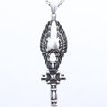 Relief Angel Wings Cross Titanium Steel Pendant