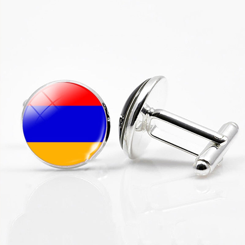 National Flags of The World Series Time Gem Cufflinks Jewelry