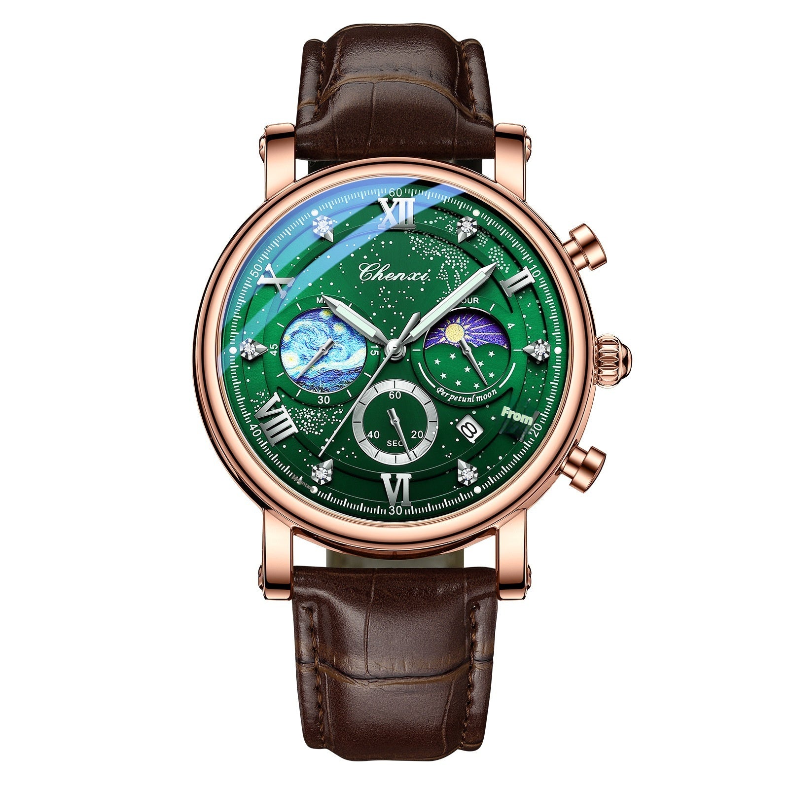 Multifunctional Luminous Moon Phase Calendar Watch