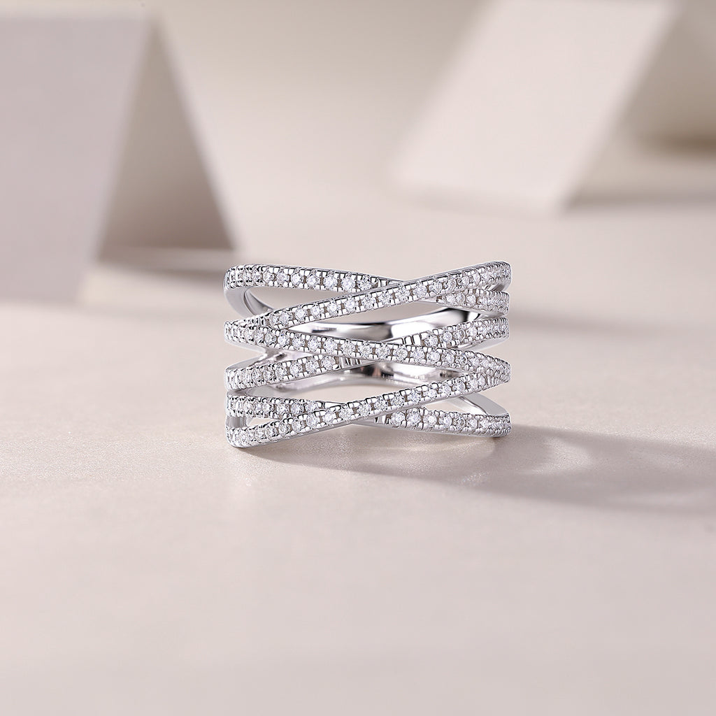 The Communication Star - Set With Top-quality Moissanite S925 Silver And Platinum-plated Diamond Wedding Ring Can Be Inspected With A Diamond Pen