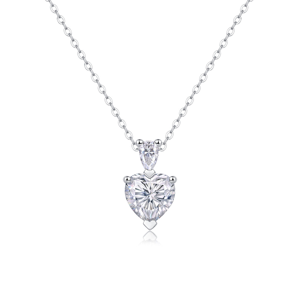 The Beloved Of The Heart - A Fashionable And Light Luxury Jewelry Pendant Necklace Set With Top-quality Moissanite, S925 Silver Plated Platinum