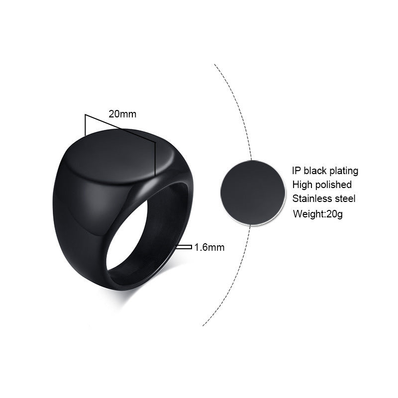 Stainless Steel Nude Round Ring Black Gold