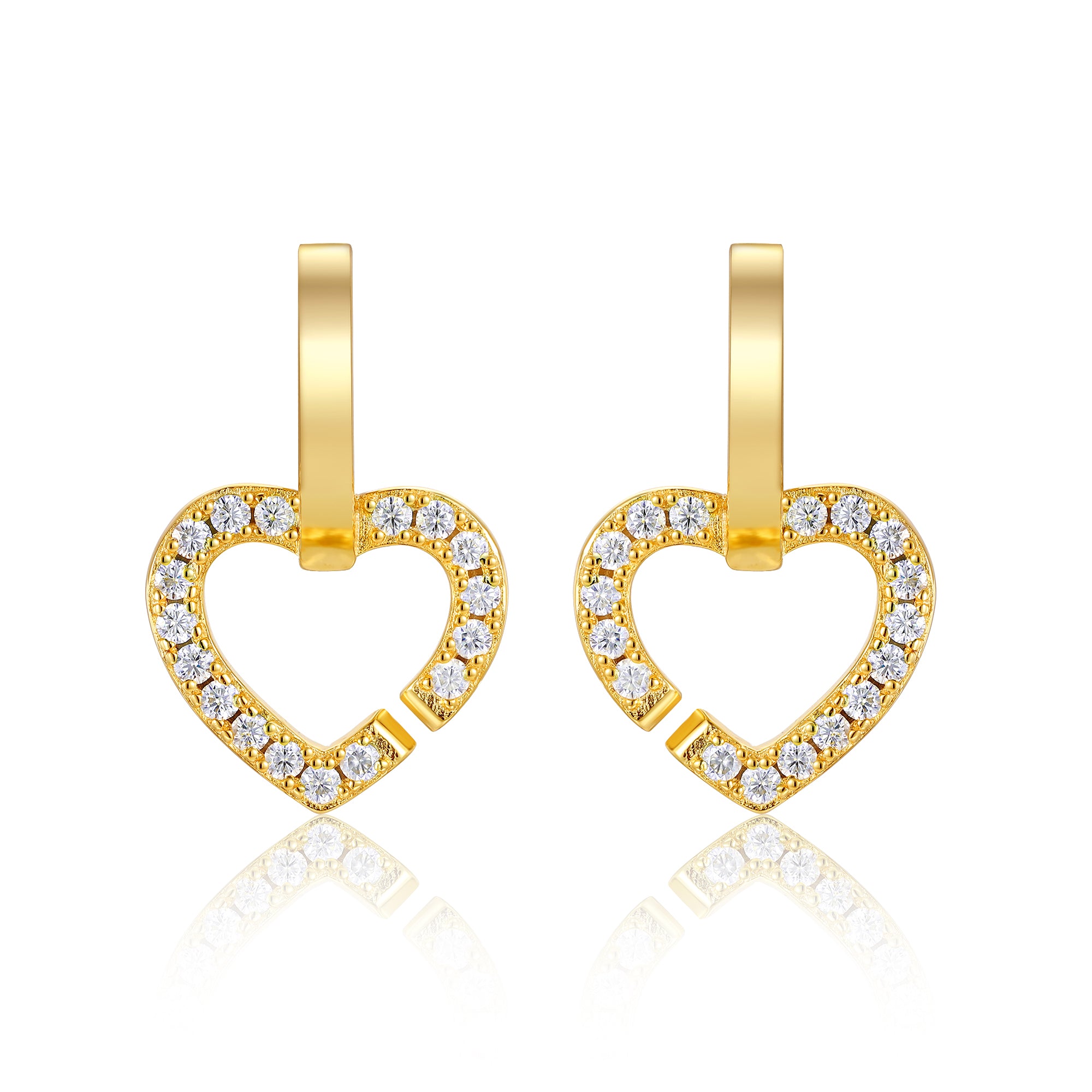 Heart-shaped Moissanite Set With Top-quality Moissanite Luxury Fashion Light Luxury Jewelry Silver Stud Earrings S925 Silver Electroplated Gold